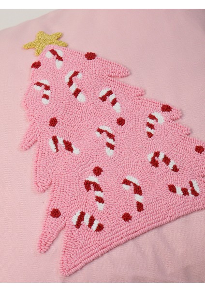 Pink Tree - Yılbaşı Serisi Pembe Çam Ağacı Noel Punch Kırlent Yastık Kılıfı fırsatları