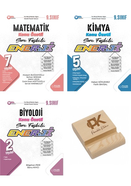 Palme 9. Sınıf Enerji Matematik Kimya ve Biyoloji Konu Özetli Soru Fasikülleri 3lü Set + Telefon Standı