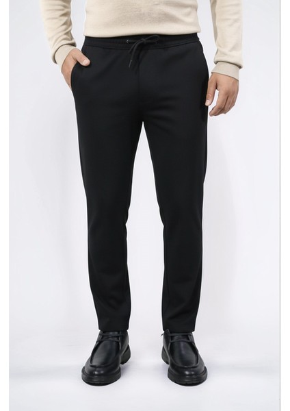 Venüs Overseyst Lastikli Siyah Pantolon