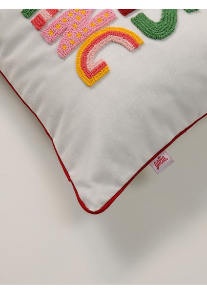 Santas Coming Dikdörtgen -Yılbaşı Serisi Noel Mesaj Kırmızı Fitilli Punch Kırlent Yastık Kılıfı modelleri