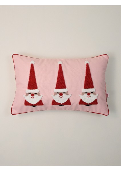 Helper Elf Dikdörtgen - Yılbaşı Serisi Noel Baba Cüce Elf Figür Pembe Punch Kırlent Yastık Kılıfı