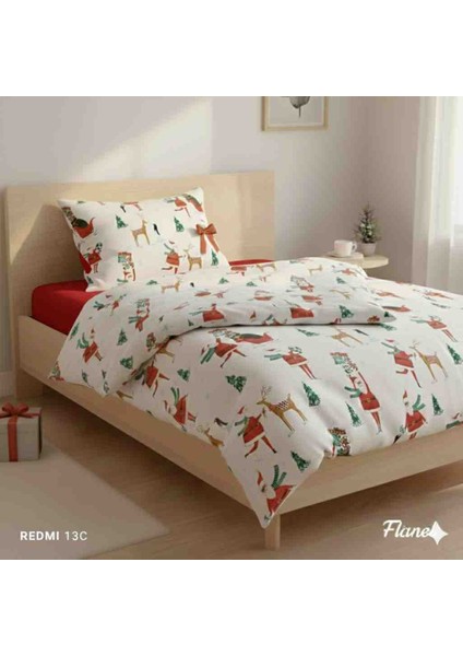 Flanel, Yeni Yıl, %100 Pamuk, Tek Kişilik Nevresim Takımı