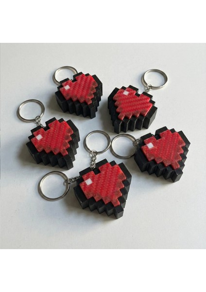 Pixel Kalp Tasarımlı Mekanik Blue Switch Clicker Anahtarlık (1 Adet)