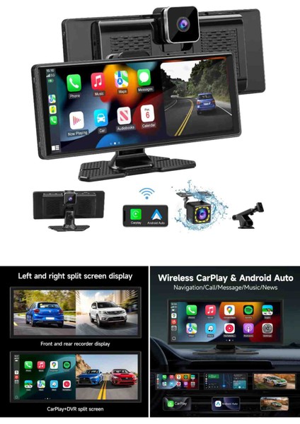 DEX1085 10.26″ Taşınabilir Kablosuz Carplay Android Auto Ekran Evrensel Araç & Plug-And-Play Multimedya Ünitesi