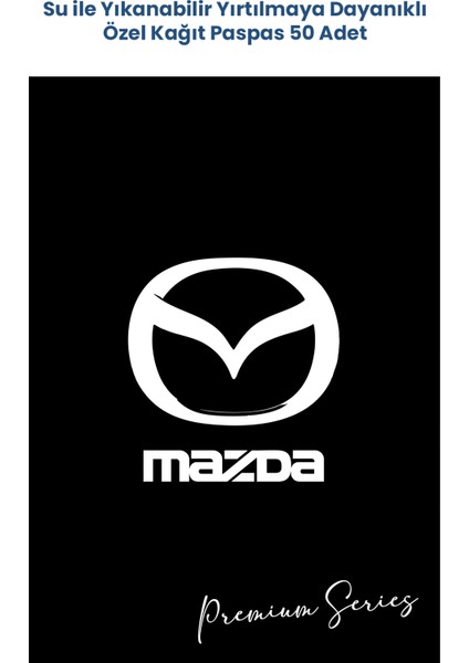 Suya Dayanıklı Yıkanabilir Mazda Oto Paspas Kağıdı Siyah Gümüş Baskı 50 Adet - 35X50CM - Kalın