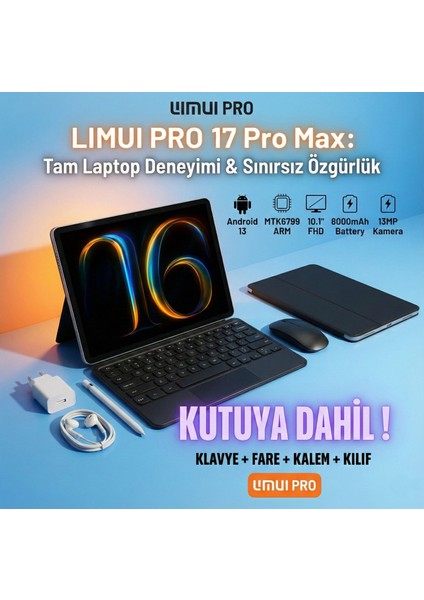 Lımuı Pro I Tab I17 Pro Max 10.1” Full Hd / Android 15.0 / 8000 Mah modelleri