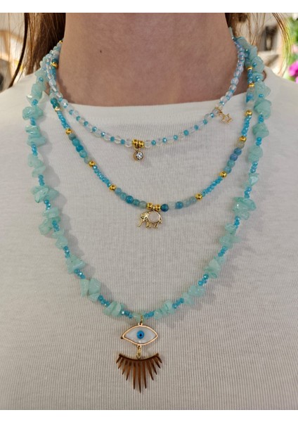 Aquamarin, Apatit ve Aytaşı Tasarım Kolye