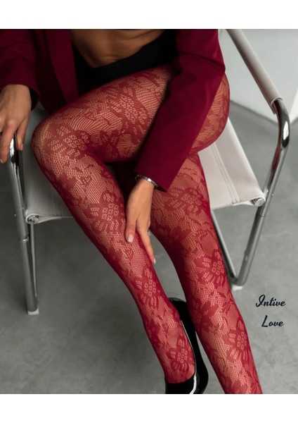 Denise Flower Çiçek Desenli File Modern Dantel Görünümlü Külotlu Çorap modelleri