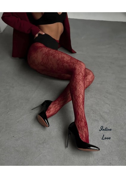 Denise Flower Çiçek Desenli File Modern Dantel Görünümlü Külotlu Çorap indirimleri