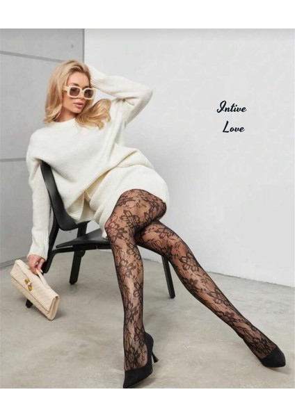 Denise Flower Çiçek Desenli File Modern Dantel Görünümlü Külotlu Çorap fiyatları