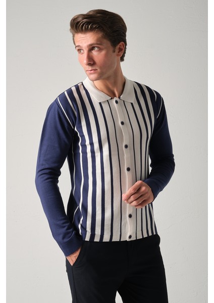 Erkek Çizgili Triko Gömlek