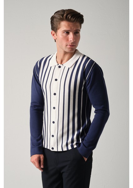 Erkek Çizgili Triko Gömlek