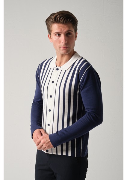 Erkek Çizgili Triko Gömlek
