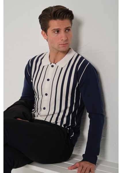 Erkek Çizgili Triko Gömlek