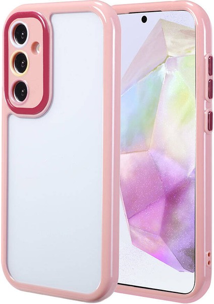 Galaxy A35 Kılıf Kamera Korumalı Renkli Kenar ve Çerçeve Tasarımlı Akre Vitamin Kapak-Mürdüm