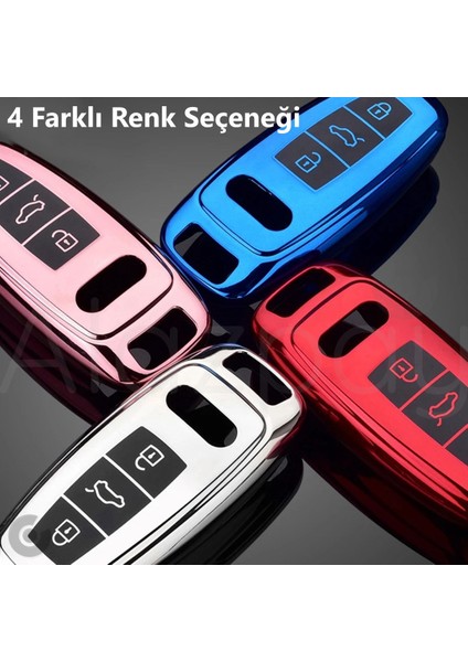 Audi A3 A4 A6 A7 A8 & B9 C8 4K D5 & S7 S8 & Q7 Q8 & E-Tron Parlak Tpu Anahtar Kılıfı