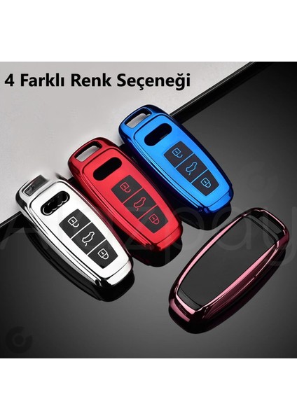 Audi A3 A4 A6 A7 A8 & B9 C8 4K D5 & S7 S8 & Q7 Q8 & E-Tron Parlak Tpu Anahtar Kılıfı