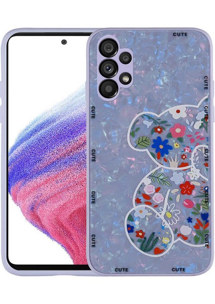 Galaxy A13 4g Kılıf Desenli Sert Silikon Akre Mumila Kapak-Lilac Bear