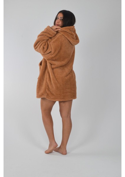 Welsoft Kapüşonlu Giyilebilir Tv Battaniyesi Unisex Peluş Oversize Panço Sabahlık modelleri