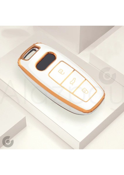 Audi A3 A4 A6 A7 A8 & B9 C8 4K D5 & S7 S8 & Q7 Q8 & E-Tron Gold Kenar Tpu Anahtar Kılıfı