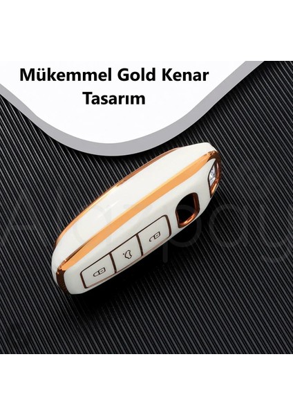 Audi A3 A4 A6 A7 A8 & B9 C8 4K D5 & S7 S8 & Q7 Q8 & E-Tron Gold Kenar Tpu Anahtar Kılıfı modelleri