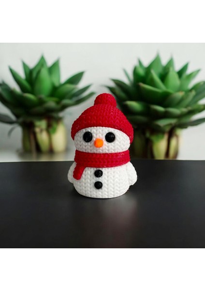 Örgü Dokulu ve Atkılı Sevimli Kardan Adam - 2 Adet