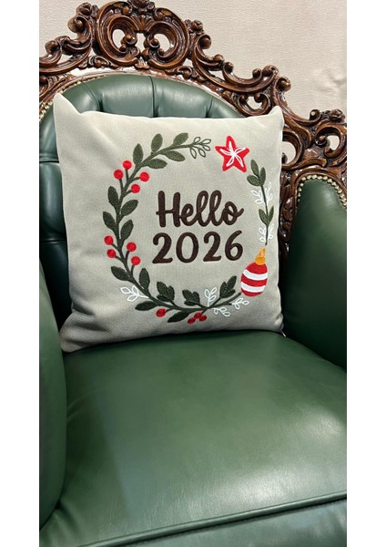45X45 cm Nakışlı Kalın Kumaş Yeni Yıl Temalı 4'lü Kırlent Kılıfı – Hello 2026 – Dekoratif Yastık Kılıfı fiyatları
