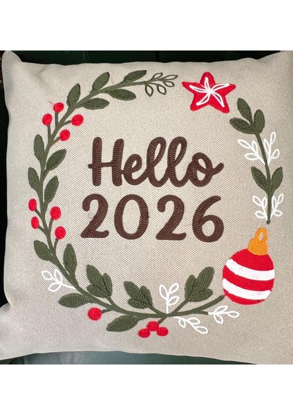 45X45 cm Nakışlı Kalın Kumaş Yeni Yıl Temalı 4'lü Kırlent Kılıfı – Hello 2026 – Dekoratif Yastık Kılıfı fırsatları