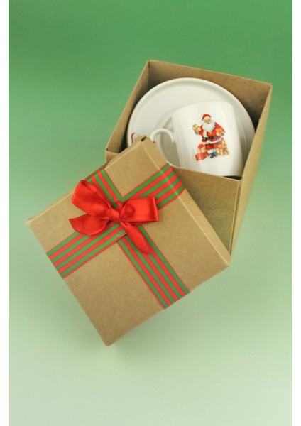 Santa Joy Tek Kişilik Porselen Kahve Fincan Takımı Yılbaşı Hediye Kutulu fiyatları