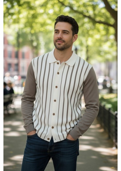 Erkek Çizgili Triko Gömlek