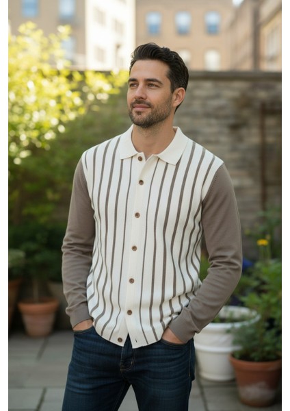 Erkek Çizgili Triko Gömlek