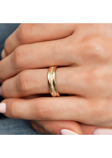 14 Ayar Altın Taşlı Çizgi Yüzük fiyatları