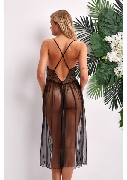 Siyah Transparan Gecelik Sabahlık Takım fiyatları