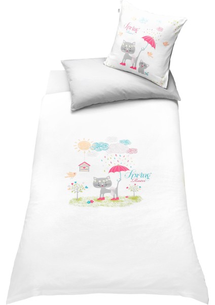 Bebek 4lü Uyku Seti %100 Pamuk 100X150CM Gri Spring Rain Nevresim Takımı 70X140 Lastikli Çarşaf fiyatları