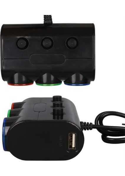 1523 12-24V Çift USB Girişli 120W 80CM Kablolu 3'lü Araç Çakmak Çoklayıcı