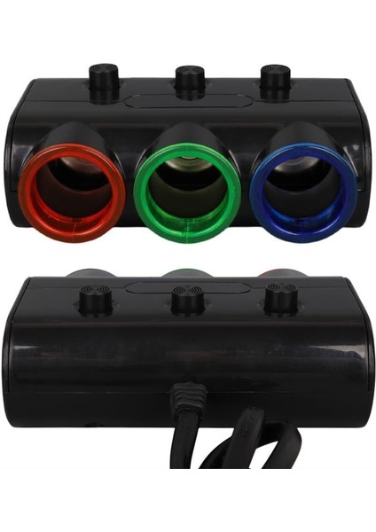 1523 12-24V Çift USB Girişli 120W 80CM Kablolu 3'lü Araç Çakmak Çoklayıcı fiyatları