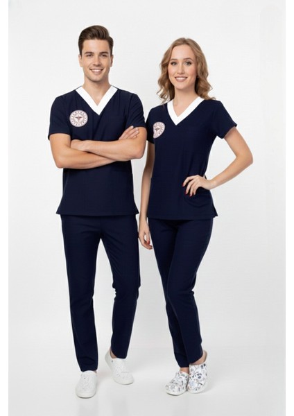 Unisex Lacivert Sorumlu Hemşire Scrubs Üniforma Takım Patriot Blue(Sağlık Bakanlığı Yeni Yön. Uygun)