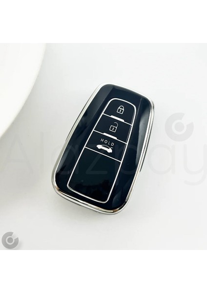 Toyota Corolla Rav4 Land Cruiser Camry Prado C-Hr Gümüş Kenar Tpu Anahtar Kılıfı (3 Tuş)