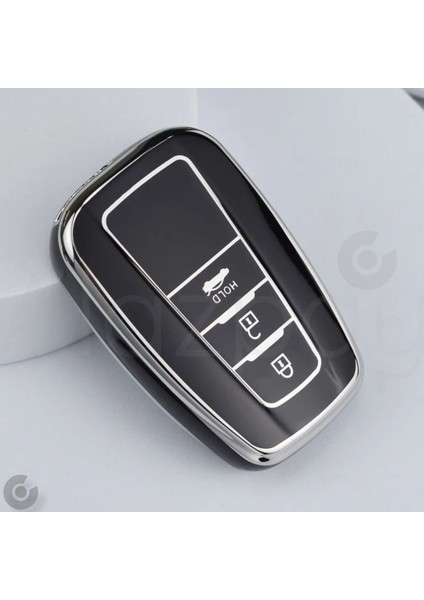 Toyota Corolla Rav4 Land Cruiser Camry Prado C-Hr Gümüş Kenar Tpu Anahtar Kılıfı (3 Tuş) modelleri
