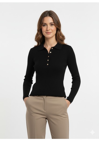 2112 Polo Yaka Çırtçırtlı Triko