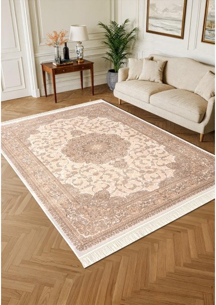 Imperial Luxe IL005S Krem Çerçeveli Göbekli Halı Klasik Desen 100 Tarak Bambu Viskon Ipek Serisi fiyatları