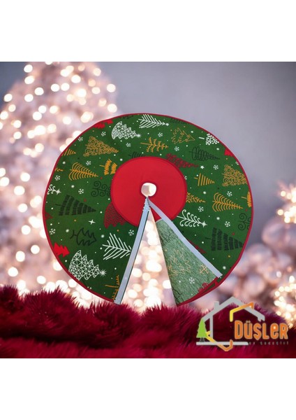 Yeşil Çam Ağacı Desenli Yılbaşı Ayak Halısı, Yılbaşı Ağacı Altı Örtüsü, Yeniyıl Çam Ağacı Eteği Yıkanabilir Cırtlı modelleri