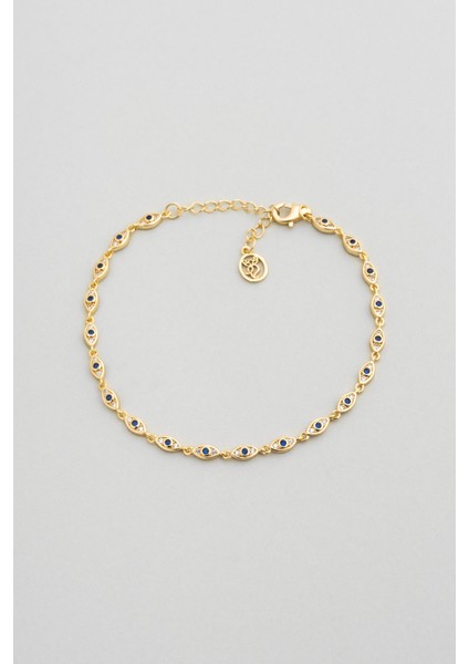 Iris'in Gözü 18 Ayar Sarı Altın Kaplama 20 cm Gümüş Bileklik