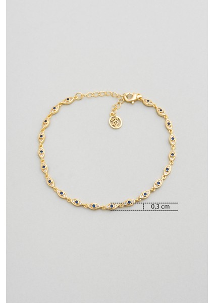 Iris'in Gözü 18 Ayar Sarı Altın Kaplama 20 cm Gümüş Bileklik modelleri