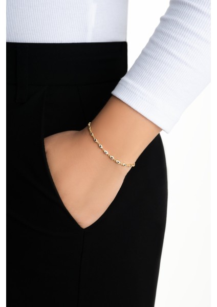 Iris'in Gözü 18 Ayar Sarı Altın Kaplama 20 cm Gümüş Bileklik fırsatları