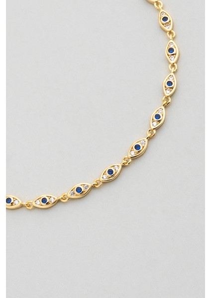 Iris'in Gözü 18 Ayar Sarı Altın Kaplama 20 cm Gümüş Bileklik indirimleri