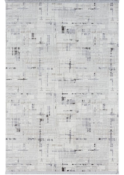 Tokyo TK005G Gri Halı Antrasit Detaylı Modern Akrilik Halı Kaymaz Taban Tozuaz Salon Halısı Koridor