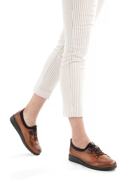 ARTI-ARTI014-BB-0051 Hakiki Deri Günlük Ortopedik Kadın Taba Babet Ayakkabı