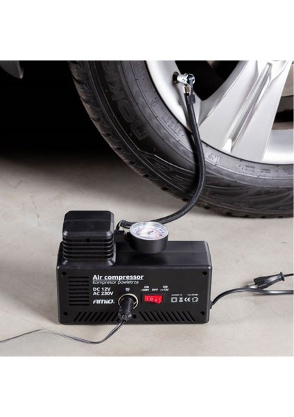 Buffer® 250 Psı Güçlü Taşınabilir Hava Kompresörü–araba, Motosiklet, Bisiklet ve Top Şişirme Için Elektrikli Fişli Çakmaklıklı Lastik Şişirme Pompası modelleri