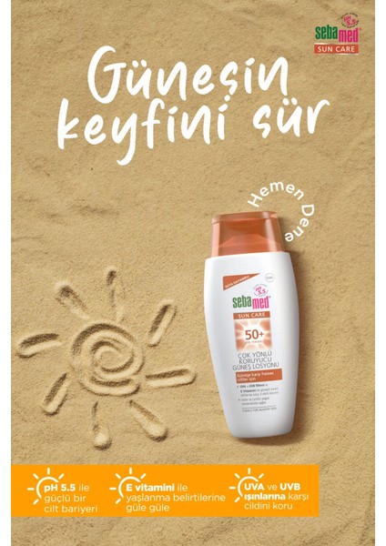 Sun Care SPF 50 Güneş Losyonu 150 ml – Hassas Ciltler İçin Paraben İçermeyen, Suya Dayanıklı Yüksek Koruma